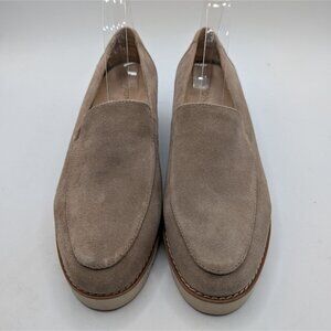 Vionic Womens Kensley Suede Loafers With Lug Sole Beige Slip-On Shoes Size 9.5